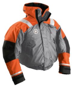 First Watch AB-1100 Flotation Bomber Jacket - Orange/Grey - Medium