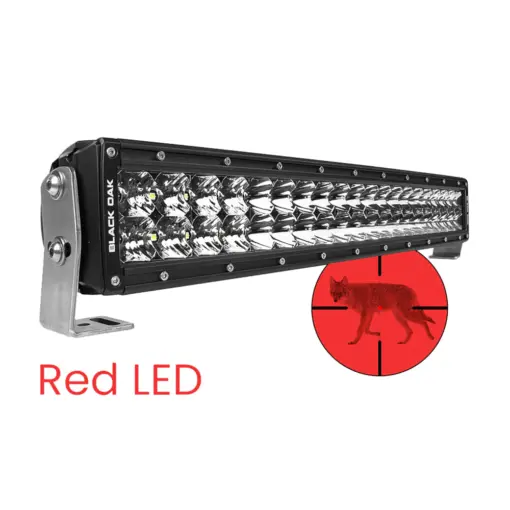 Black Oak 20" Curved Double Row Red LED Predator Hunting Light Bar - Combo Optics - Black Housing - Pro Series 3.0 - Image 2