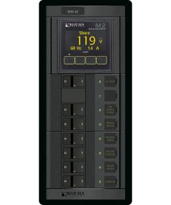 Blue Sea 1505 - 360 Panel - Main + 6 Position 120V AC Flat Rocker w/M2 AC Multimeter