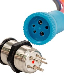 Bluewater 22mm Push Button Switch - Off/(On)/(On) Double Momentary Contact - Blue/Green/Red LED - 4' Lead