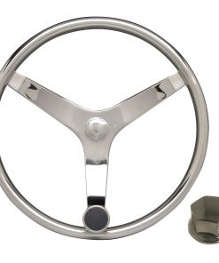 Uflex - V46 - 13.5" Stainless Steel Steering Wheel w/Speed Knob & Chrome Nut