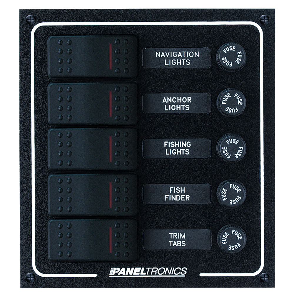 Paneltronics Waterproof DC 5 Position Lighted Rocker & Fuse