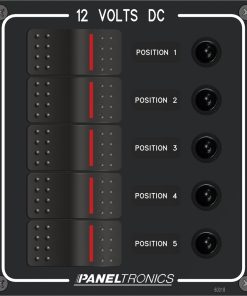 Paneltronics Waterproof Panel - DC 5-Position Illuminated Rocker Switch & Circuit Breaker