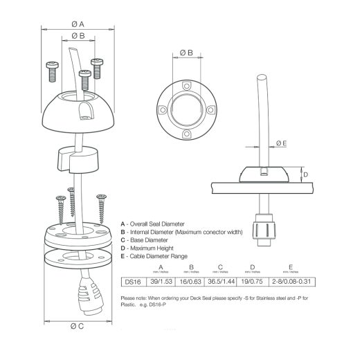 Scanstrut DS16-S Vertical Cable Seal - Stainless Steel - Image 2